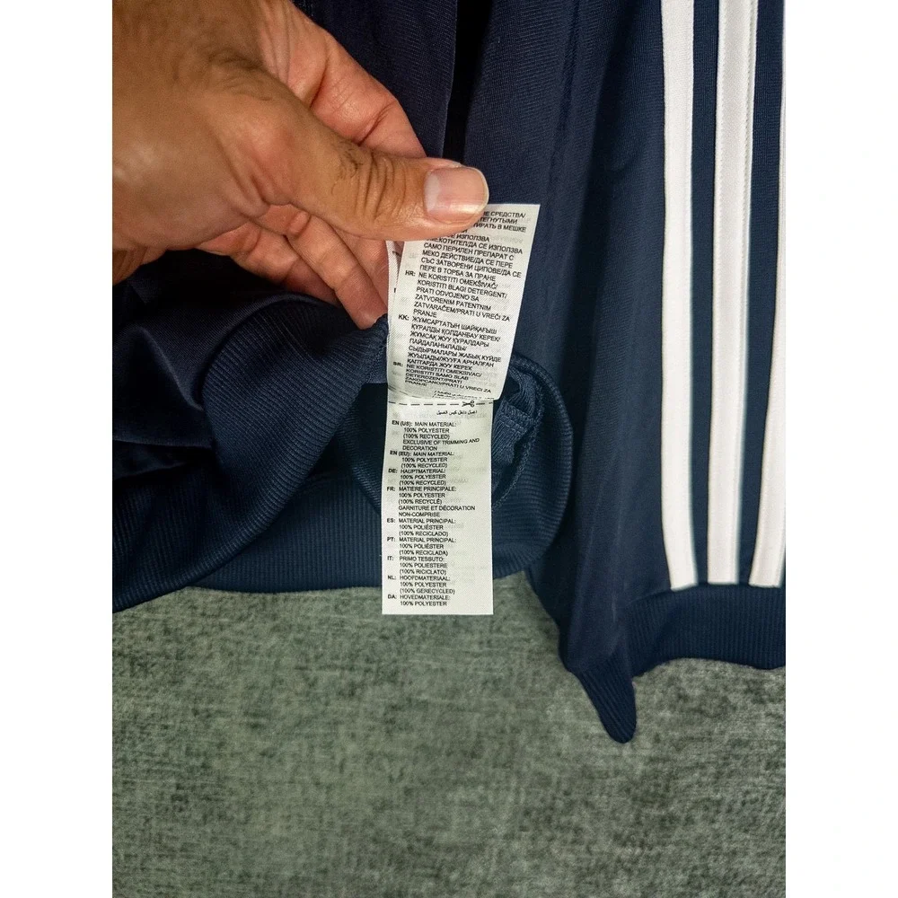NWT Adidas Womens XL 3-Stripe Track Jacket Full Zip Navy Blue Polyester Athleisu